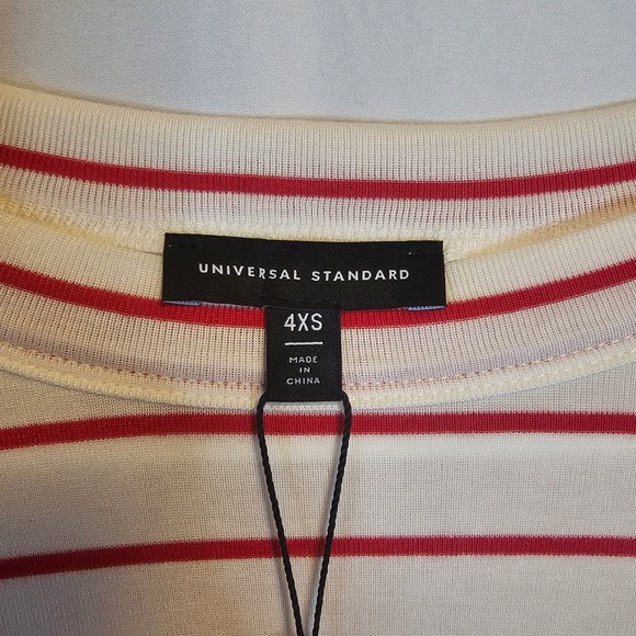 Universal Standard Long Sleeve Striped T-Shirt Top Red Cream 4XS=XS NWT - Picture 4 of 8